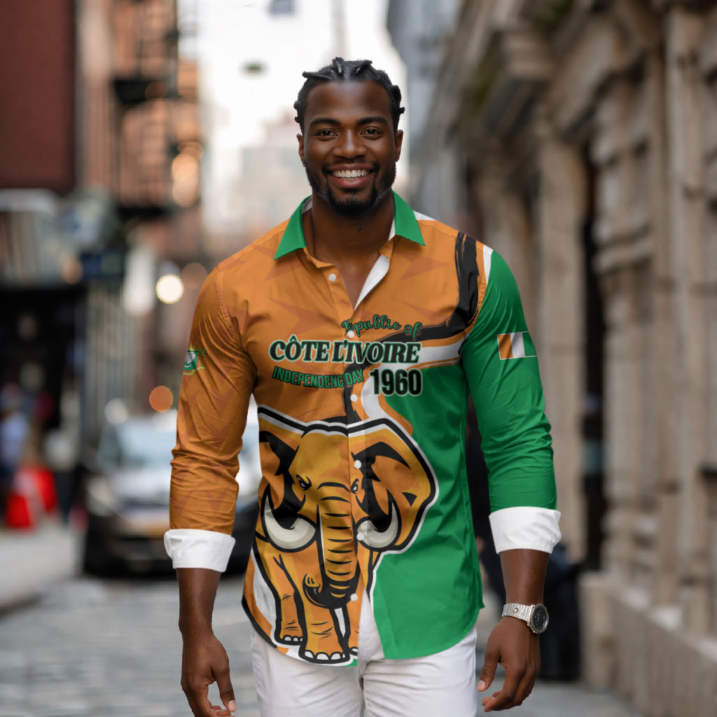 Personalised Ivory Coast August 7th 1960 Long Sleeve Button Shirt Happy Independence Day