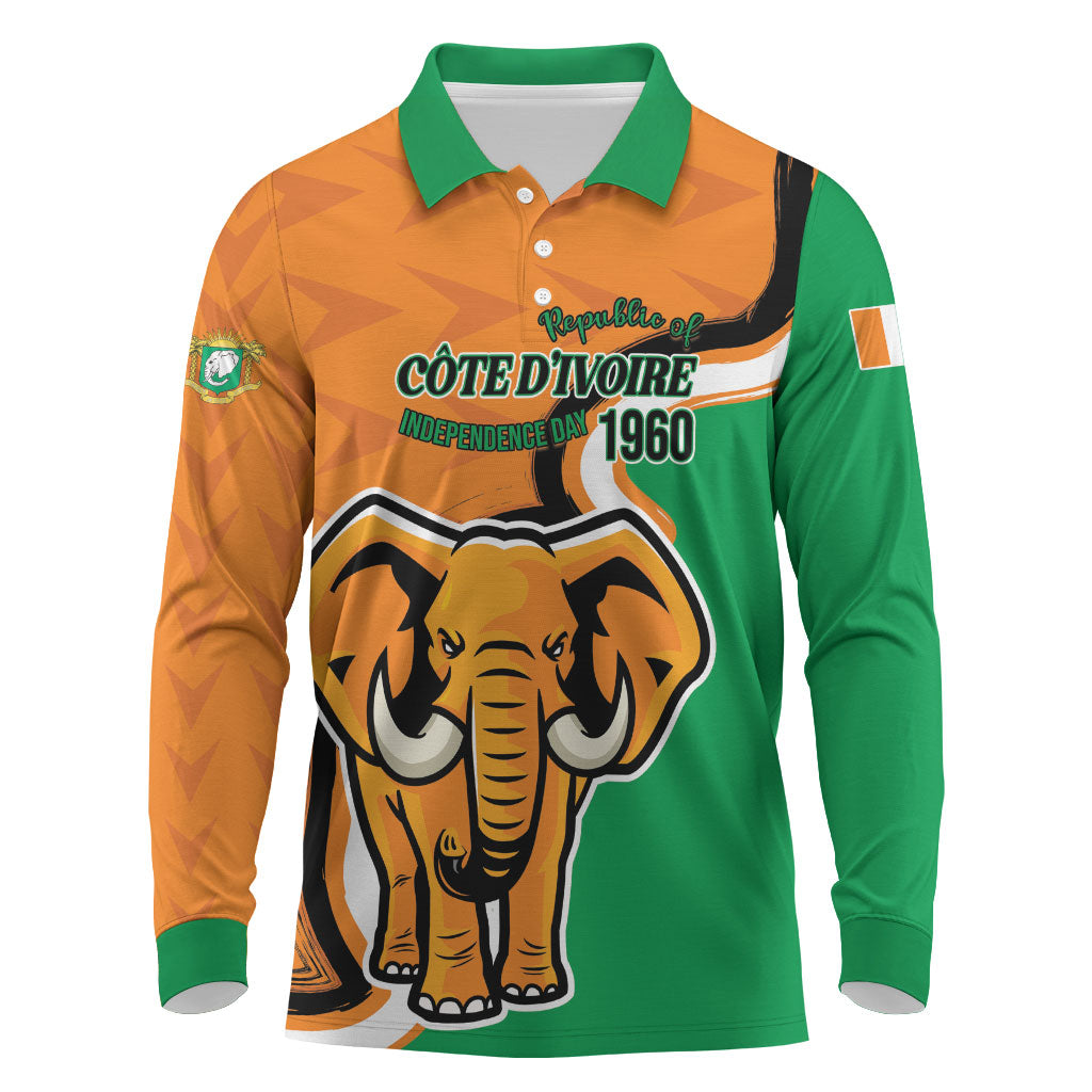 Personalised Ivory Coast August 7th 1960 Long Sleeve Polo Shirt Happy Independence Day