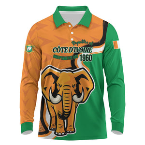 Personalised Ivory Coast August 7th 1960 Long Sleeve Polo Shirt Happy Independence Day