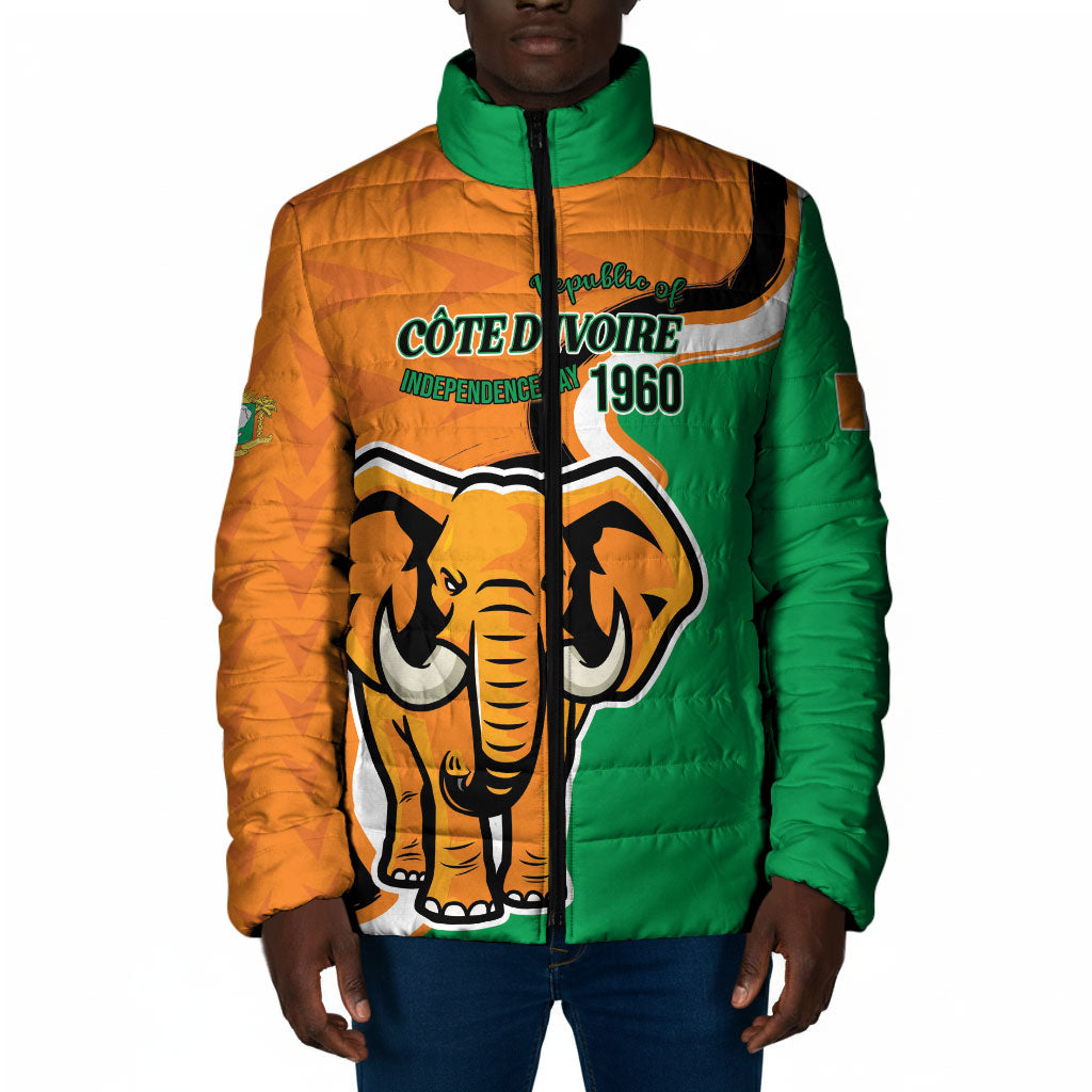 Personalised Ivory Coast August 7th 1960 Padded Jacket Happy Independence Day