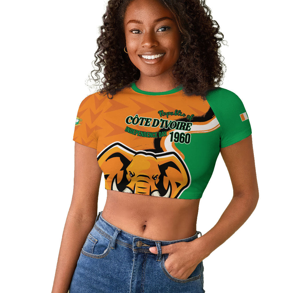 Personalised Ivory Coast August 7th 1960 Raglan Cropped T shirt Happy Independence Day