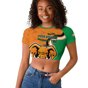 Personalised Ivory Coast August 7th 1960 Raglan Cropped T shirt Happy Independence Day
