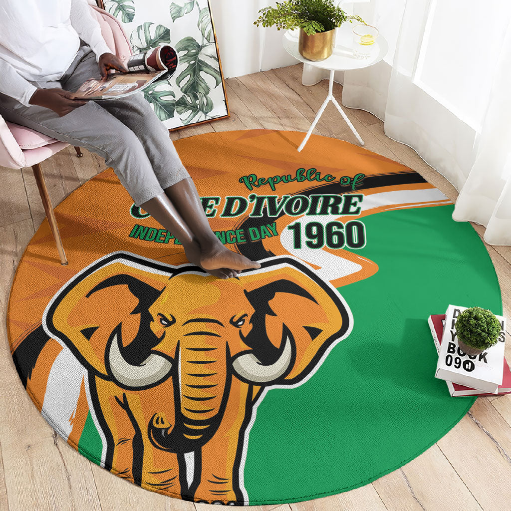 Ivory Coast August 7th 1960 Round Carpet Happy Independence Day