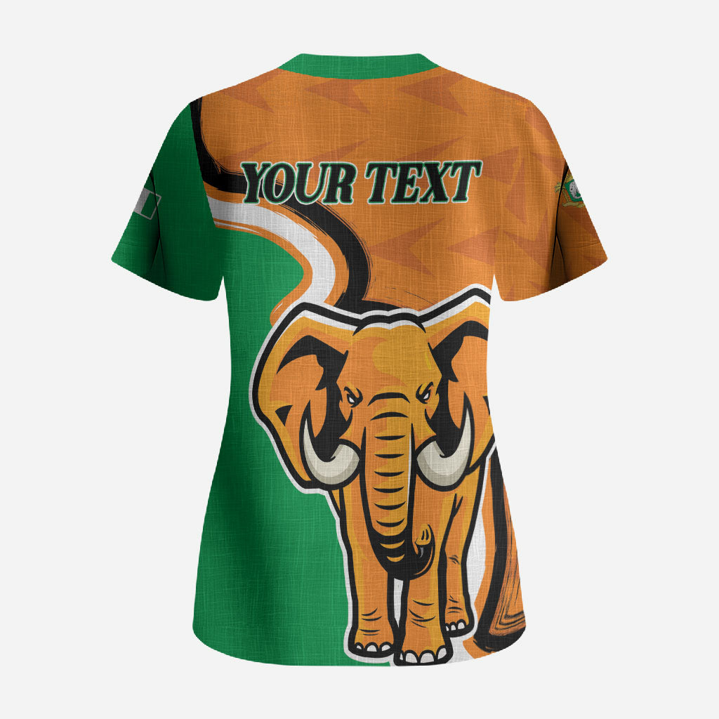 Personalised Ivory Coast August 7th 1960 Scrub Top Happy Independence Day