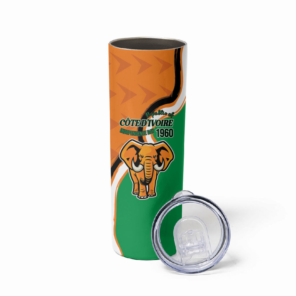 Personalised Ivory Coast August 7th 1960 Skinny Tumbler Happy Independence Day