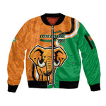Personalised Ivory Coast August 7th 1960 Sleeve Zip Bomber Jacket Happy Independence Day