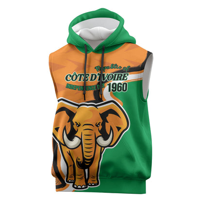 Personalised Ivory Coast August 7th 1960 Sleeveless Hoodie Happy Independence Day