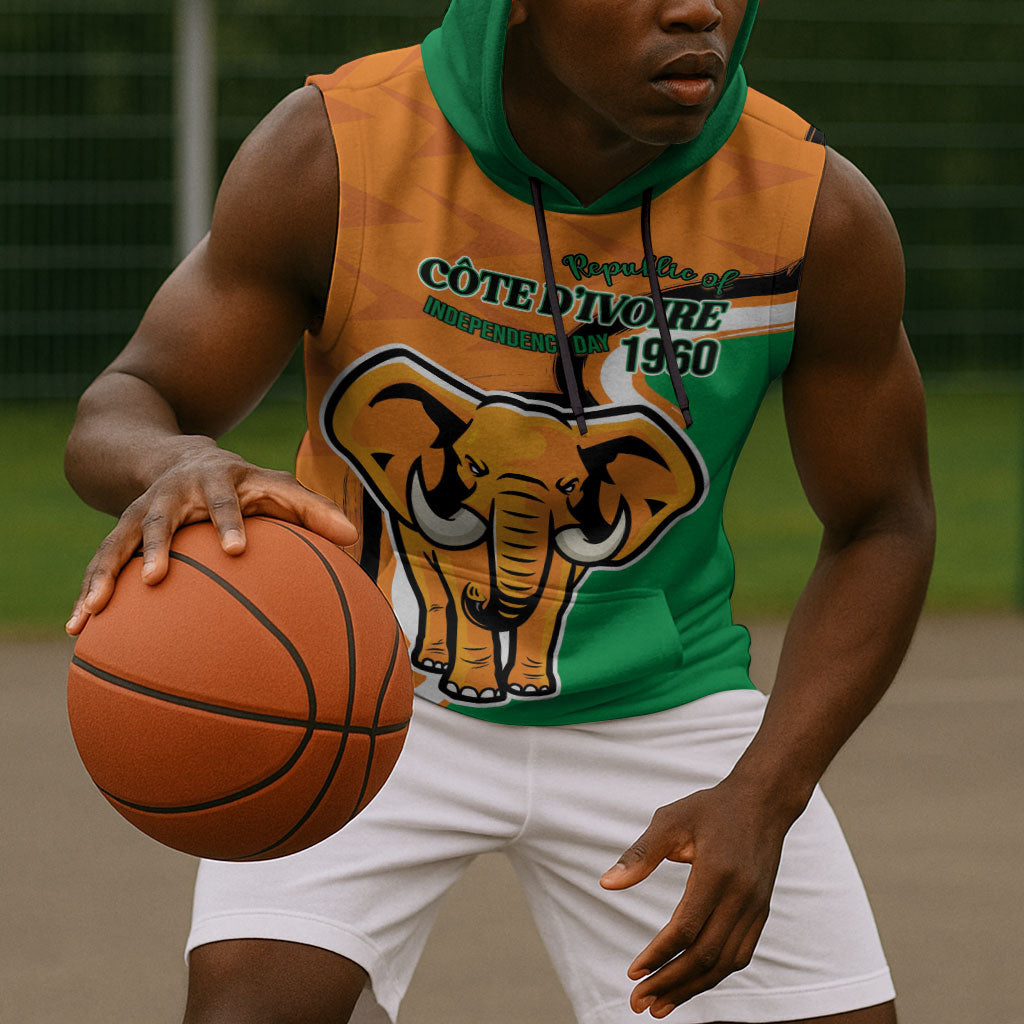 Personalised Ivory Coast August 7th 1960 Sleeveless Hoodie Happy Independence Day