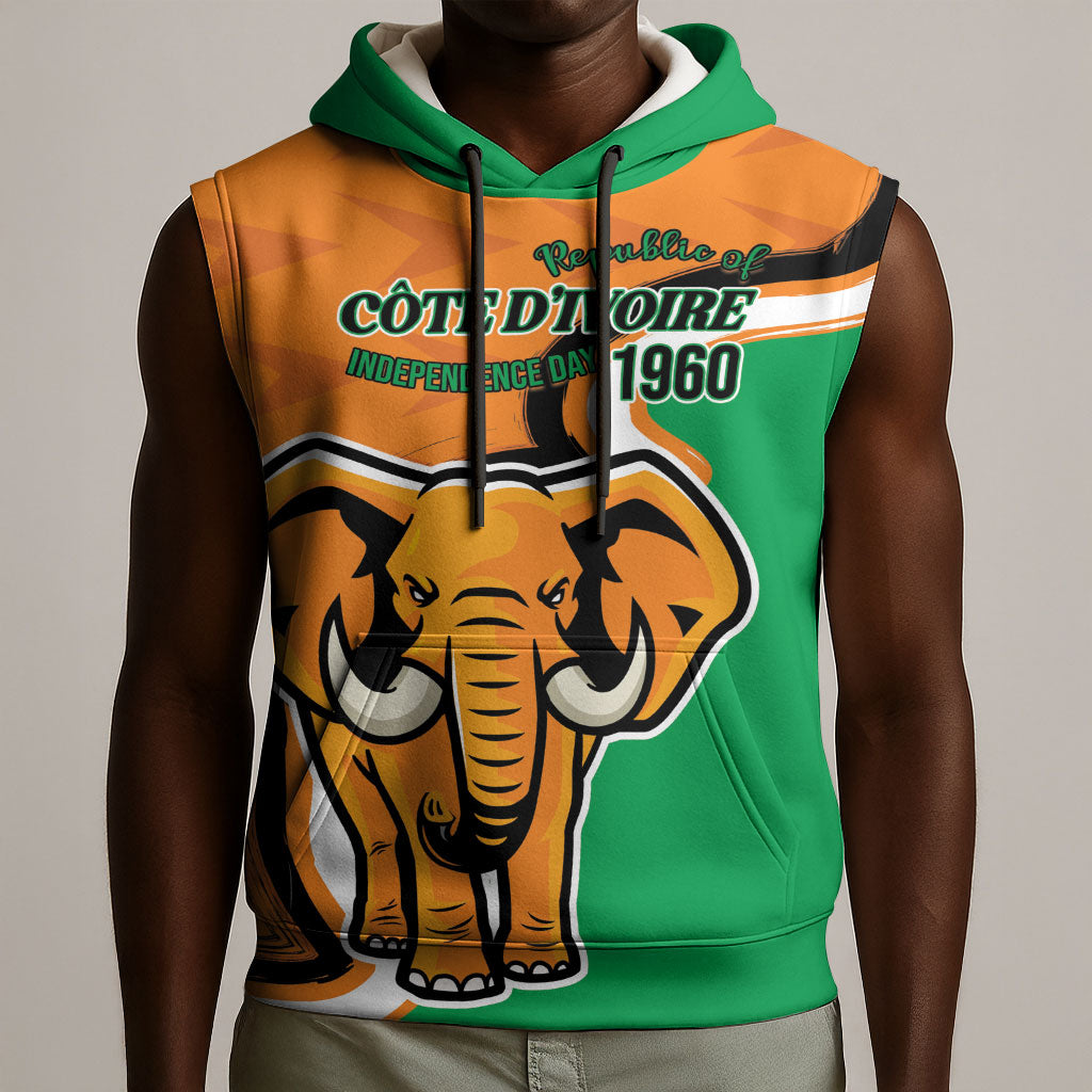 Personalised Ivory Coast August 7th 1960 Sleeveless Hoodie Happy Independence Day