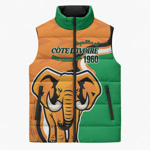 Personalised Ivory Coast August 7th 1960 Sleeveless Puffer Jacket Happy Independence Day