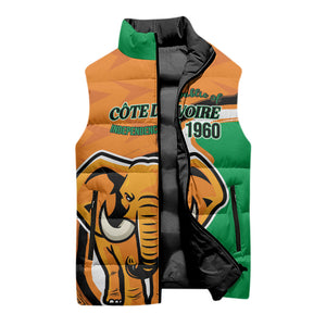 Personalised Ivory Coast August 7th 1960 Sleeveless Puffer Jacket Happy Independence Day