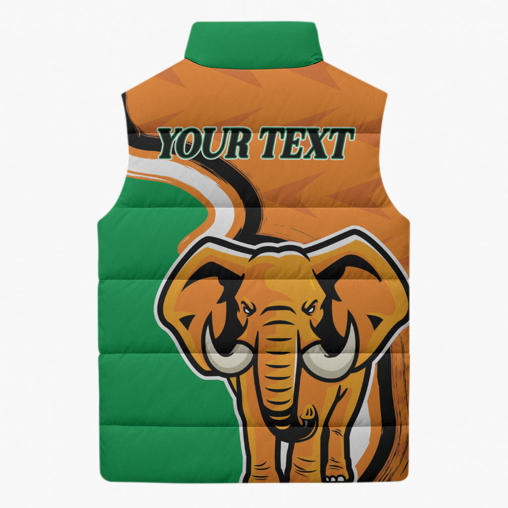 Personalised Ivory Coast August 7th 1960 Sleeveless Puffer Jacket Happy Independence Day