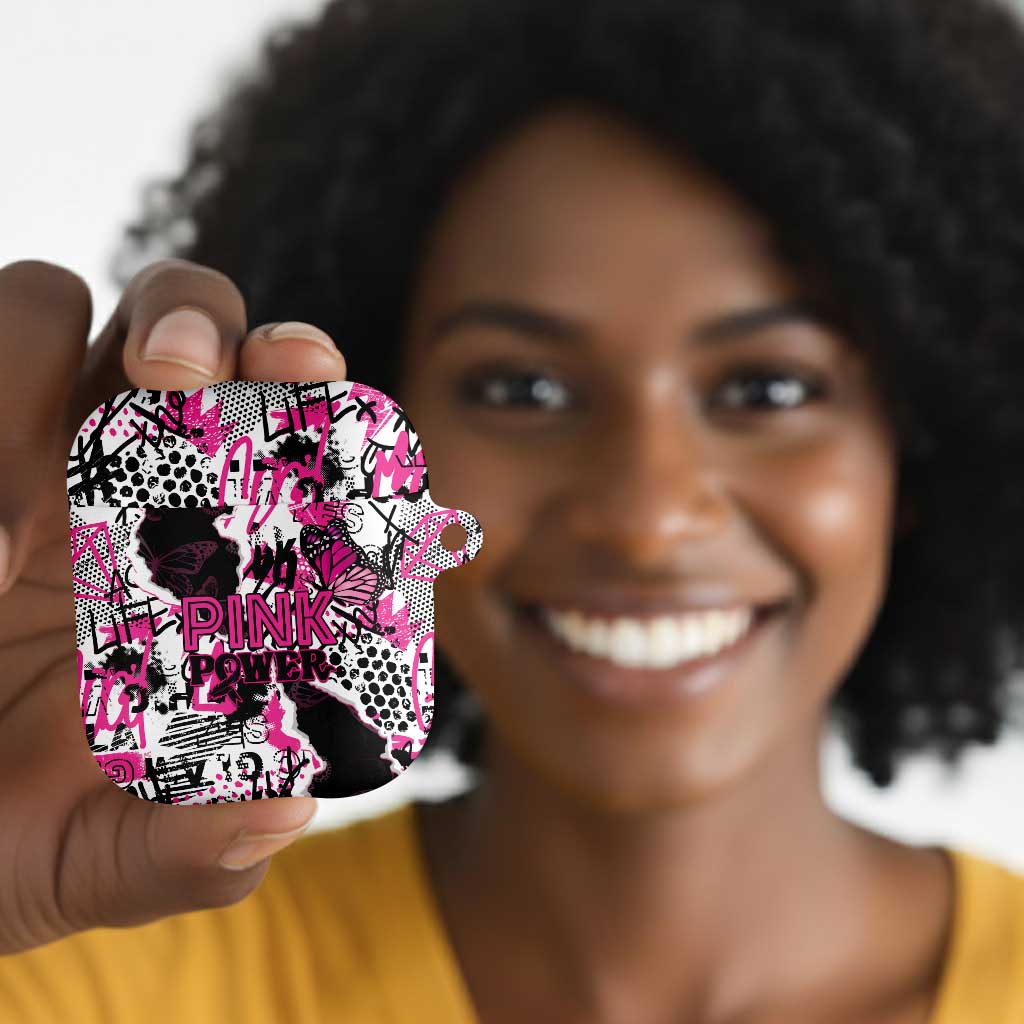 Pink Power Graffiti AirPods Case Breast Cancer Awareness