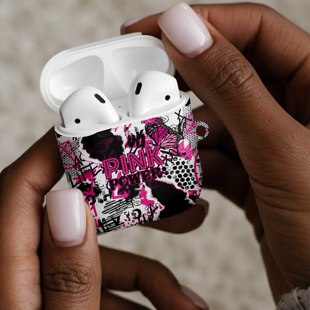 Pink Power Graffiti AirPods Case Breast Cancer Awareness