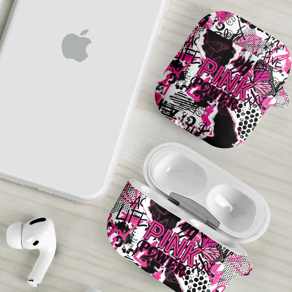 Pink Power Graffiti AirPods Case Breast Cancer Awareness