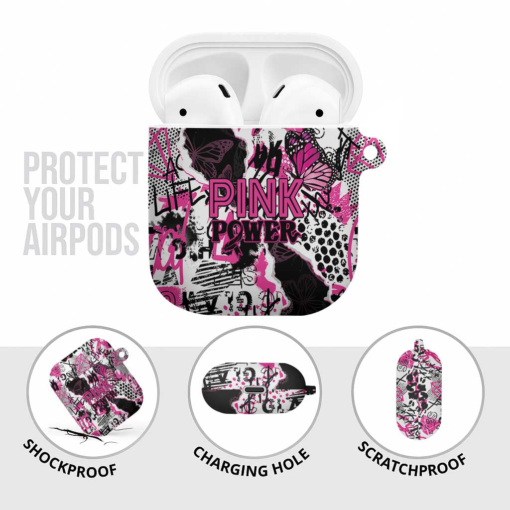 Pink Power Graffiti AirPods Case Breast Cancer Awareness