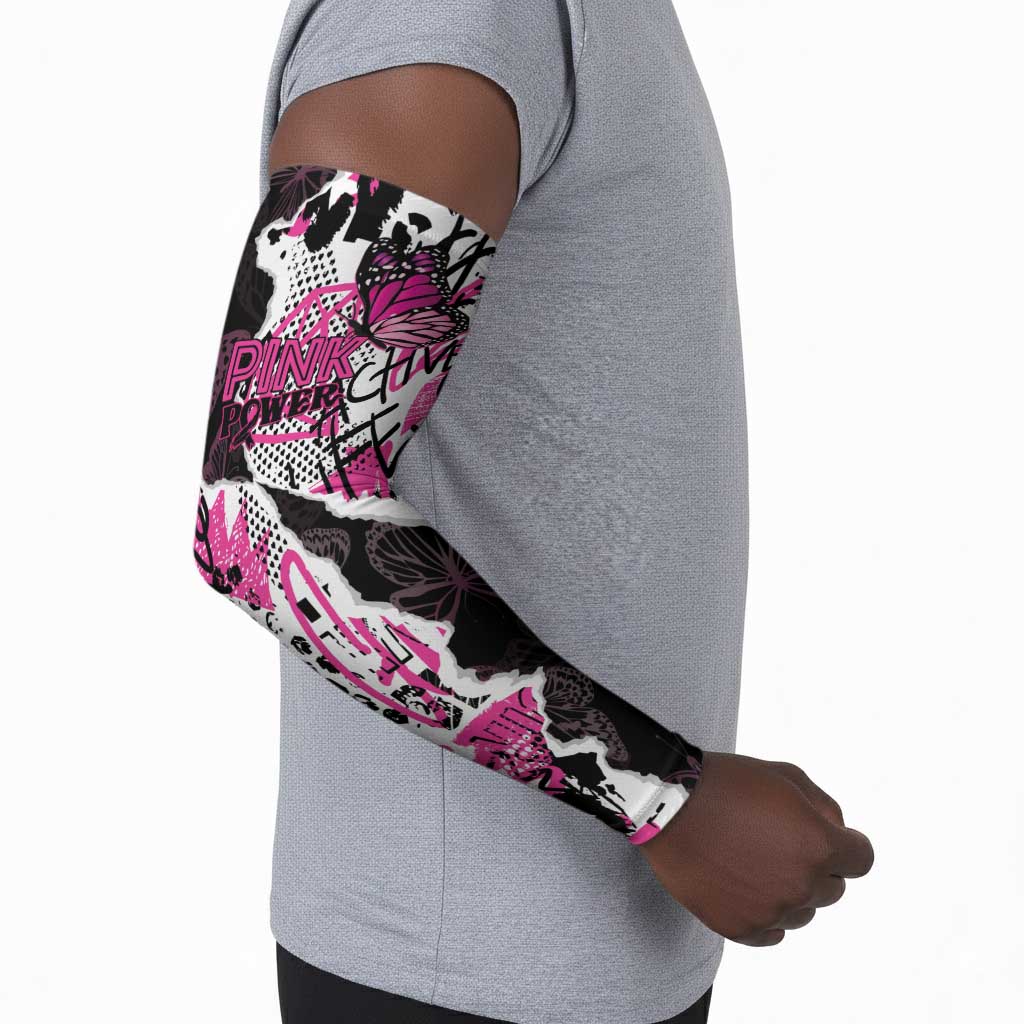 Personalized Pink Power Graffiti Arm Sleeves Breast Cancer Awareness
