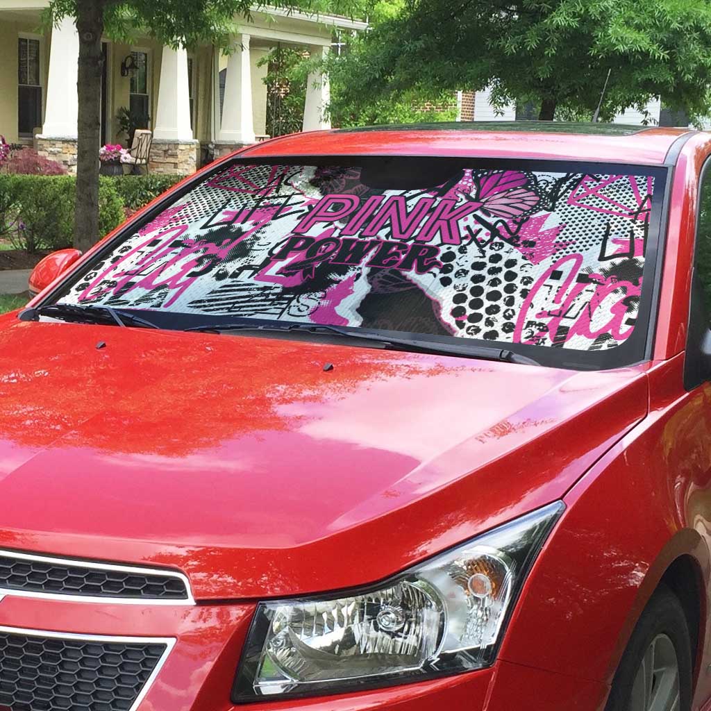 Pink Power Graffiti Auto Sun Shade Breast Cancer Awareness