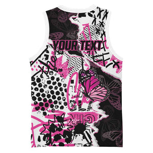 Personalized Pink Power Graffiti Basketball Jersey Breast Cancer Awareness LT01