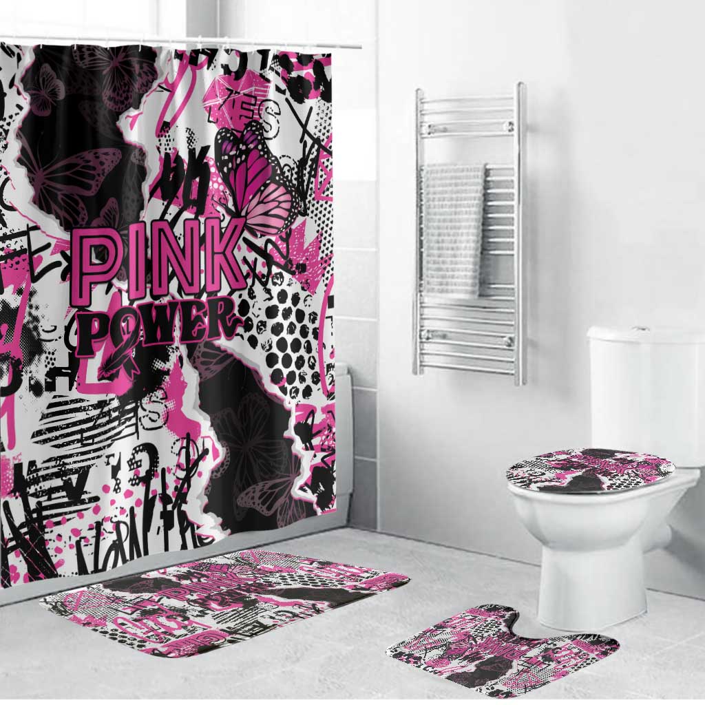 Pink Power Graffiti Bathroom Set Breast Cancer Awareness