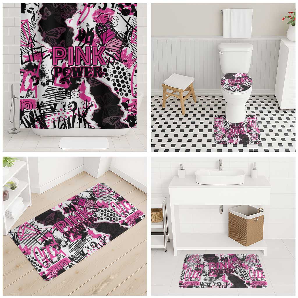 Pink Power Graffiti Bathroom Set Breast Cancer Awareness