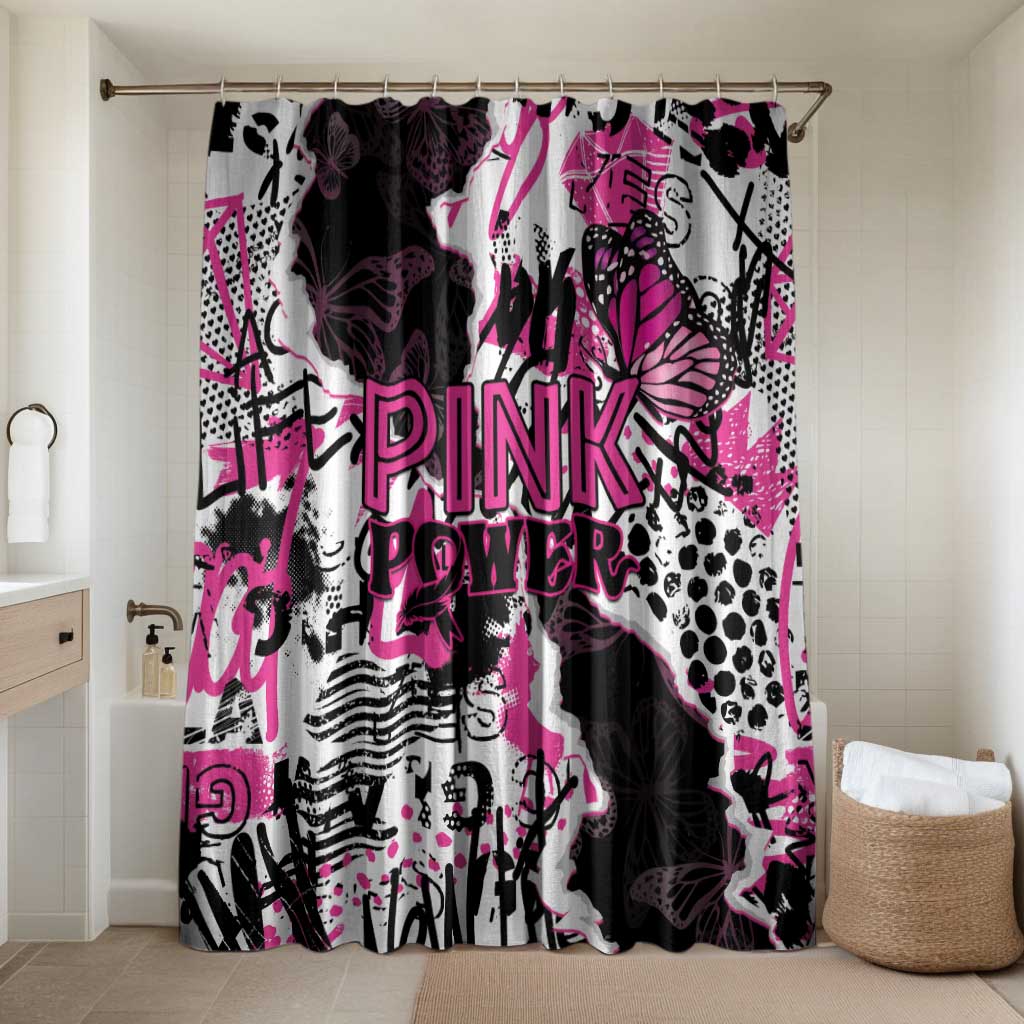 Pink Power Graffiti Bathroom Set Breast Cancer Awareness
