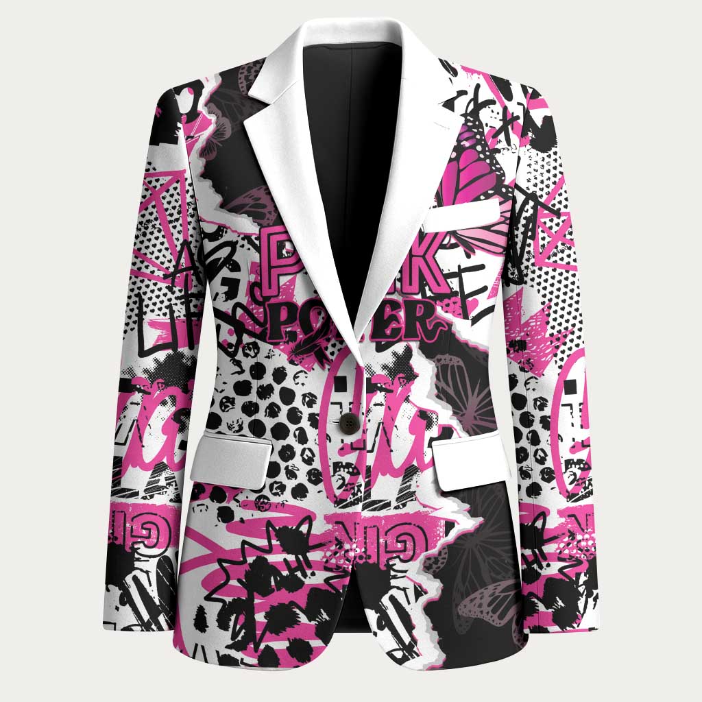 Personalized Pink Power Graffiti Blazer Breast Cancer Awareness
