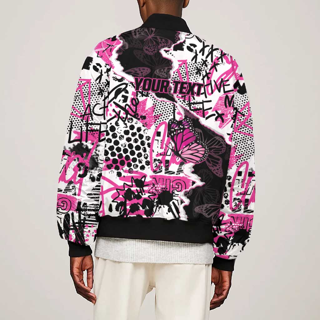 Personalized Pink Power Graffiti Bomber Jacket Breast Cancer Awareness - African Pride