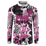 Personalized Pink Power Graffiti Button Sweatshirt Breast Cancer Awareness