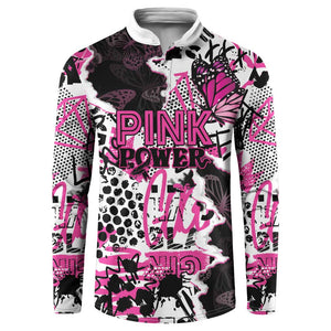 Personalized Pink Power Graffiti Button Sweatshirt Breast Cancer Awareness