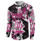 Personalized Pink Power Graffiti Button Sweatshirt Breast Cancer Awareness