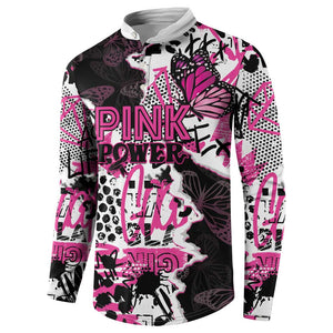 Personalized Pink Power Graffiti Button Sweatshirt Breast Cancer Awareness