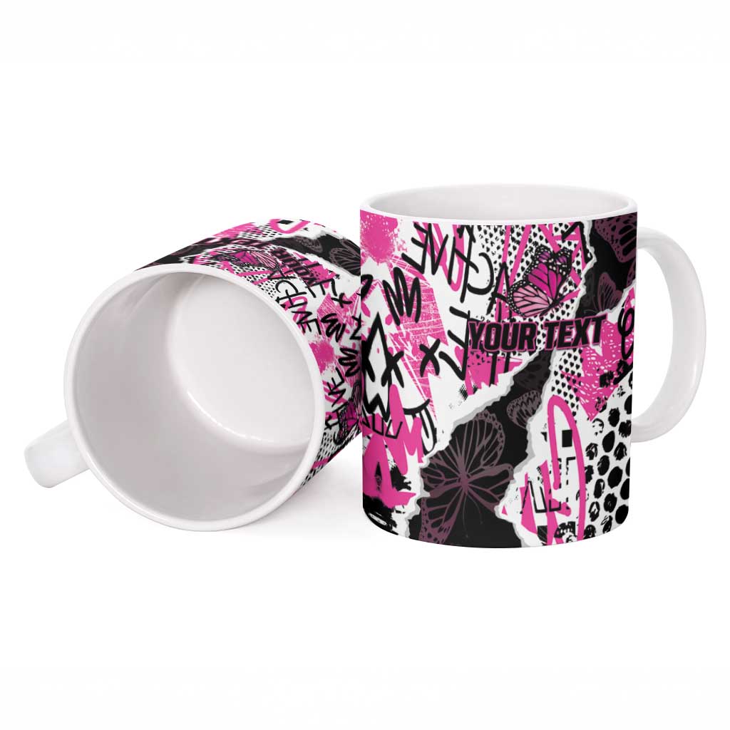 Personalized Pink Power Graffiti Ceramic Mug Breast Cancer Awareness