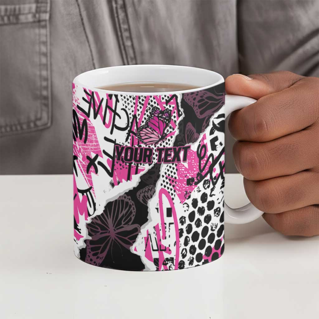 Personalized Pink Power Graffiti Ceramic Mug Breast Cancer Awareness