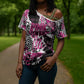 Personalized Pink Power Graffiti Cross Shoulder Shirt Breast Cancer Awareness