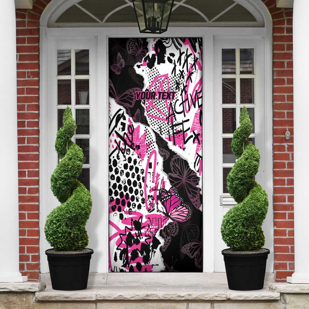 Personalized Pink Power Graffiti Door Cover Breast Cancer Awareness