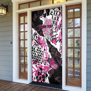 Personalized Pink Power Graffiti Door Cover Breast Cancer Awareness