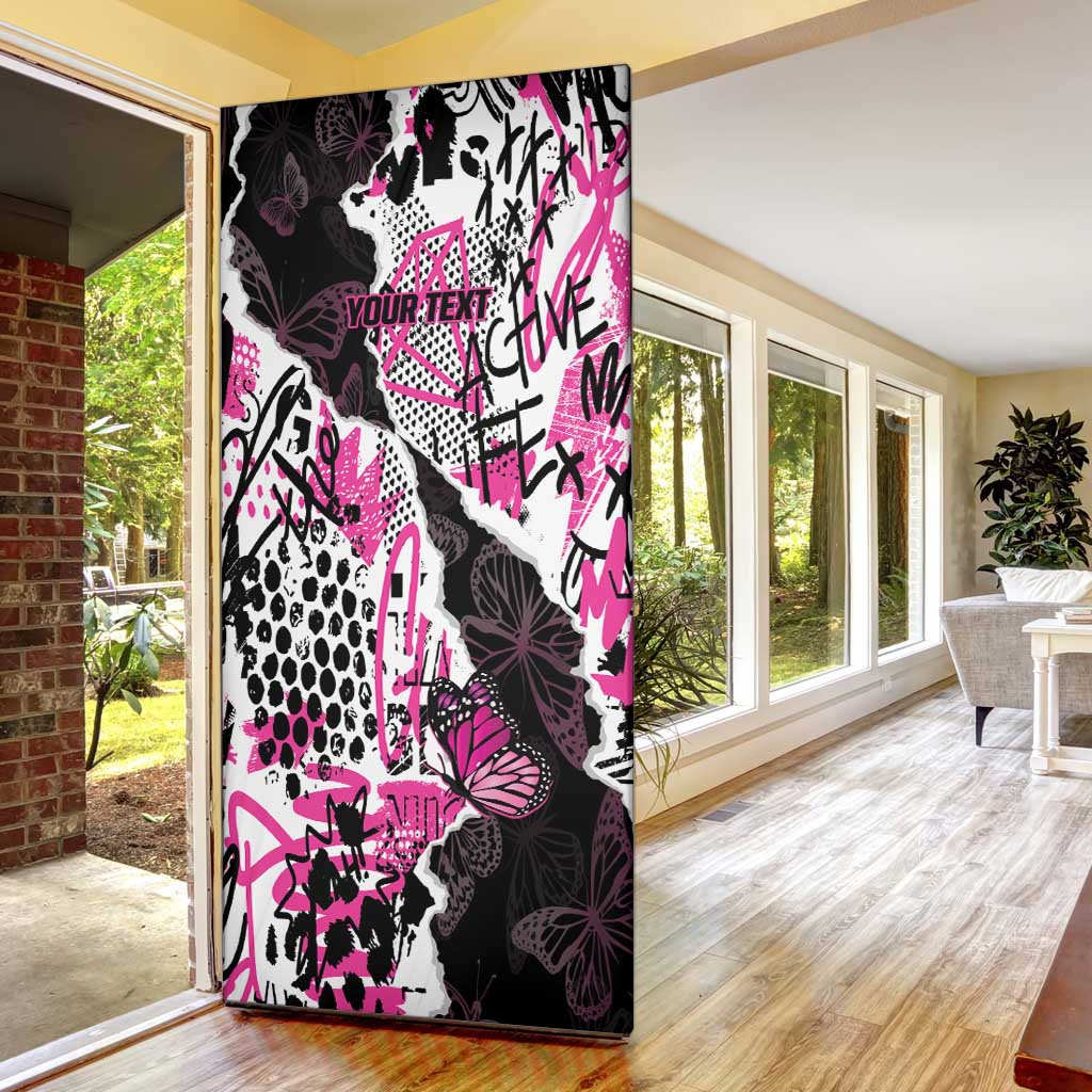 Personalized Pink Power Graffiti Door Cover Breast Cancer Awareness