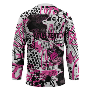 Personalized Pink Power Graffiti Hockey Jersey Breast Cancer Awareness