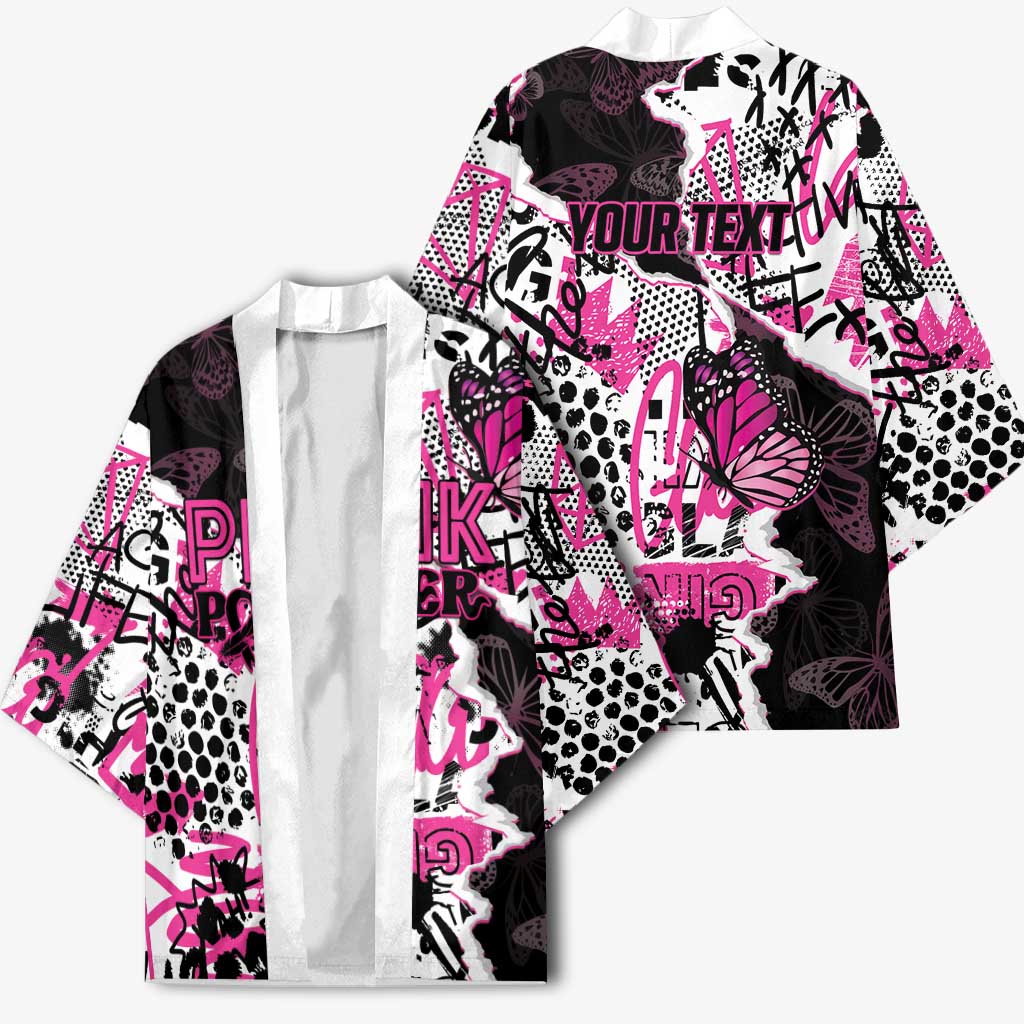 Personalized Pink Power Graffiti Kimono Breast Cancer Awareness