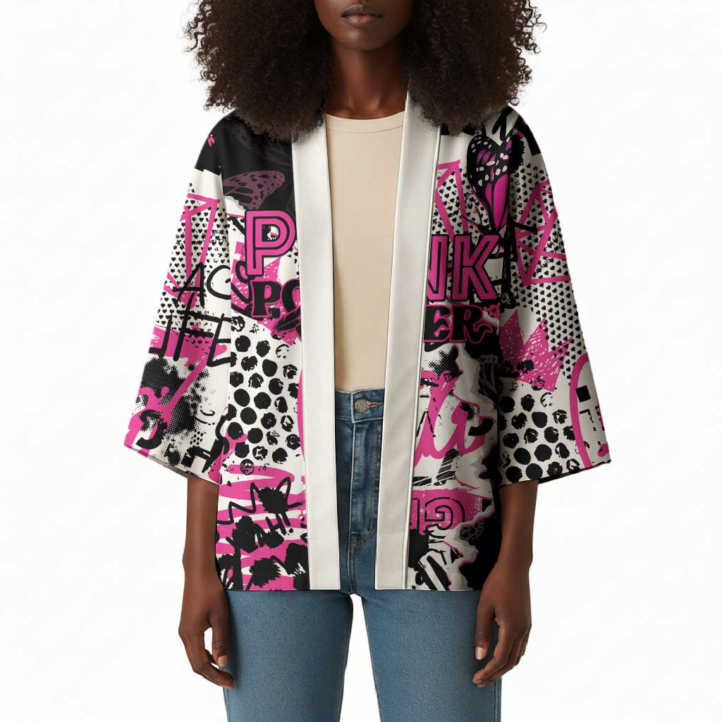Personalized Pink Power Graffiti Kimono Breast Cancer Awareness