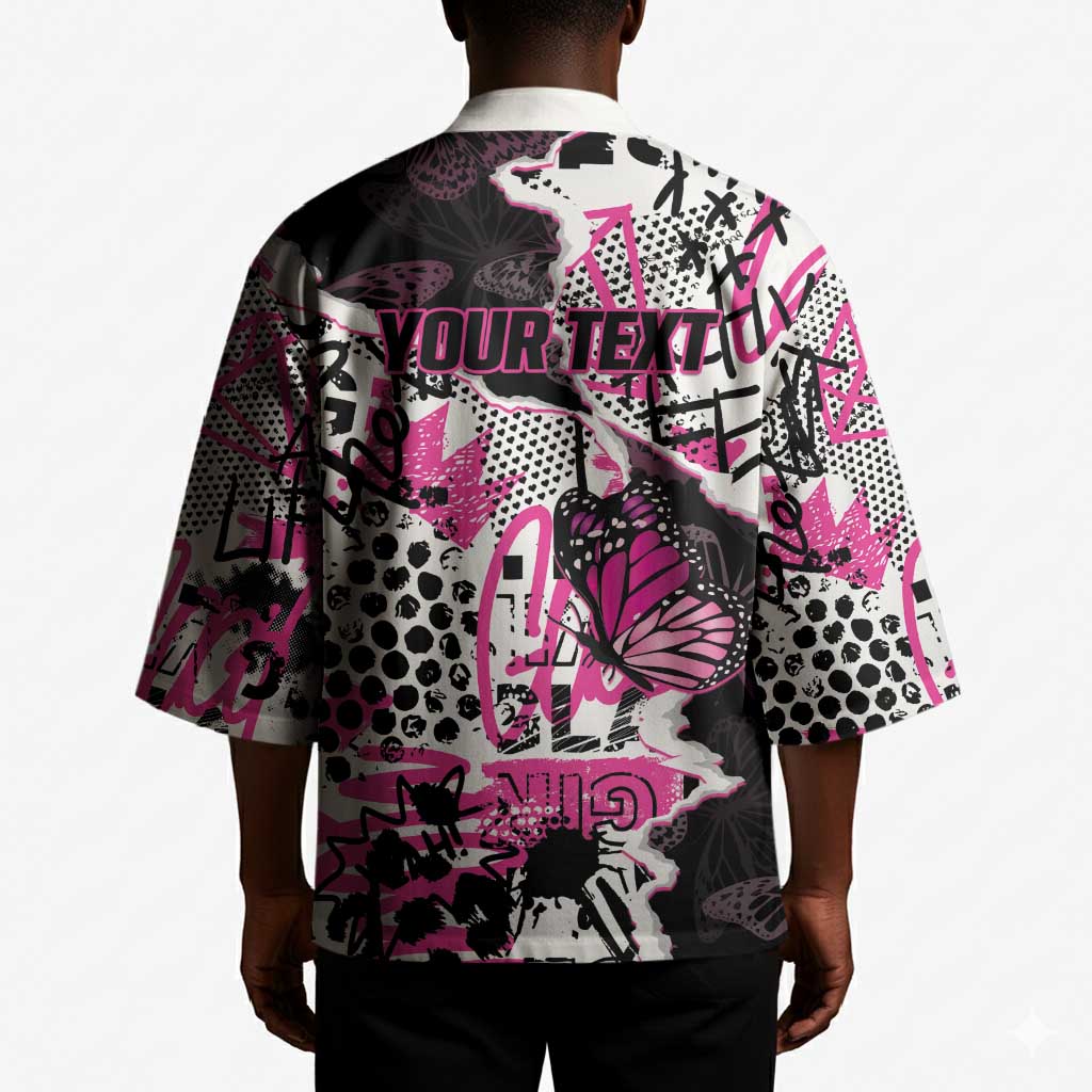 Personalized Pink Power Graffiti Kimono Breast Cancer Awareness