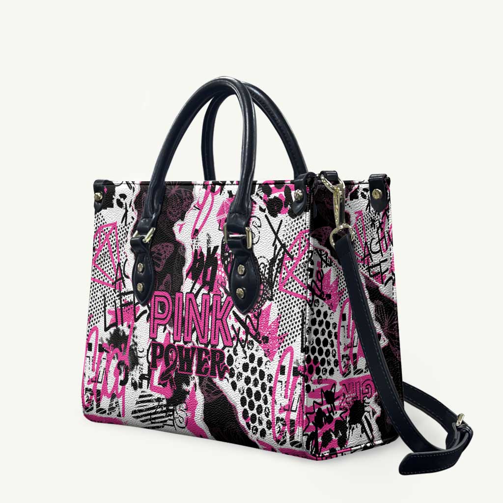 Pink Power Graffiti Leather Bag Breast Cancer Awareness