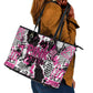 Pink Power Graffiti Leather Tote Bag Breast Cancer Awareness - African Pride