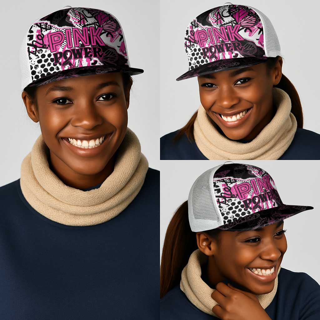 Pink Power Graffiti Mesh Trucker Cap Breast Cancer Awareness - African Pride