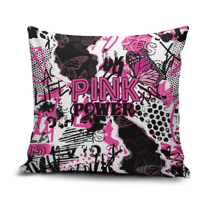 Pink Power Graffiti Pillow Cover Breast Cancer Awareness