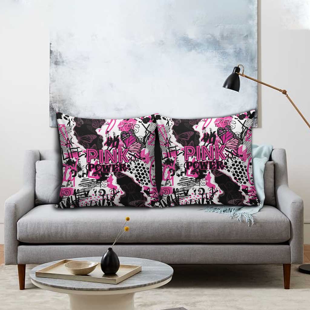 Pink Power Graffiti Pillow Cover Breast Cancer Awareness