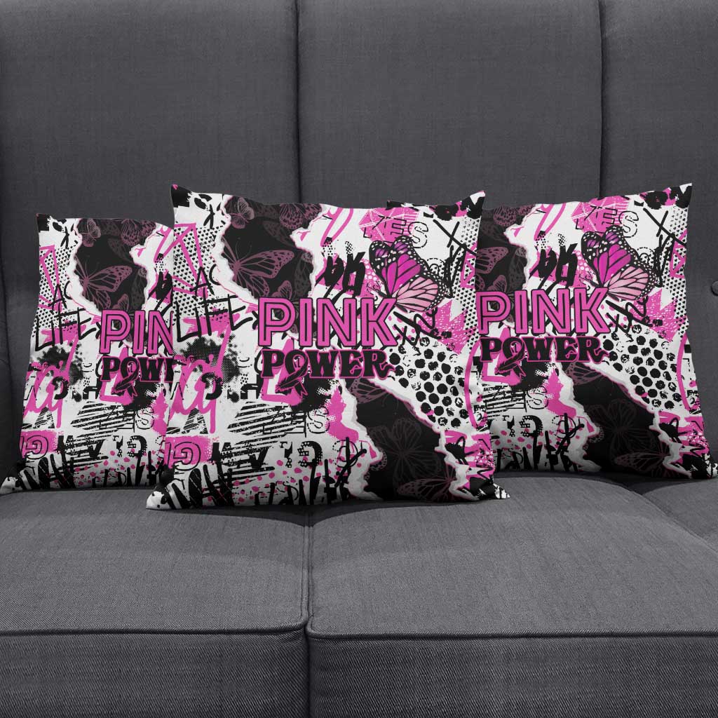 Pink Power Graffiti Pillow Cover Breast Cancer Awareness