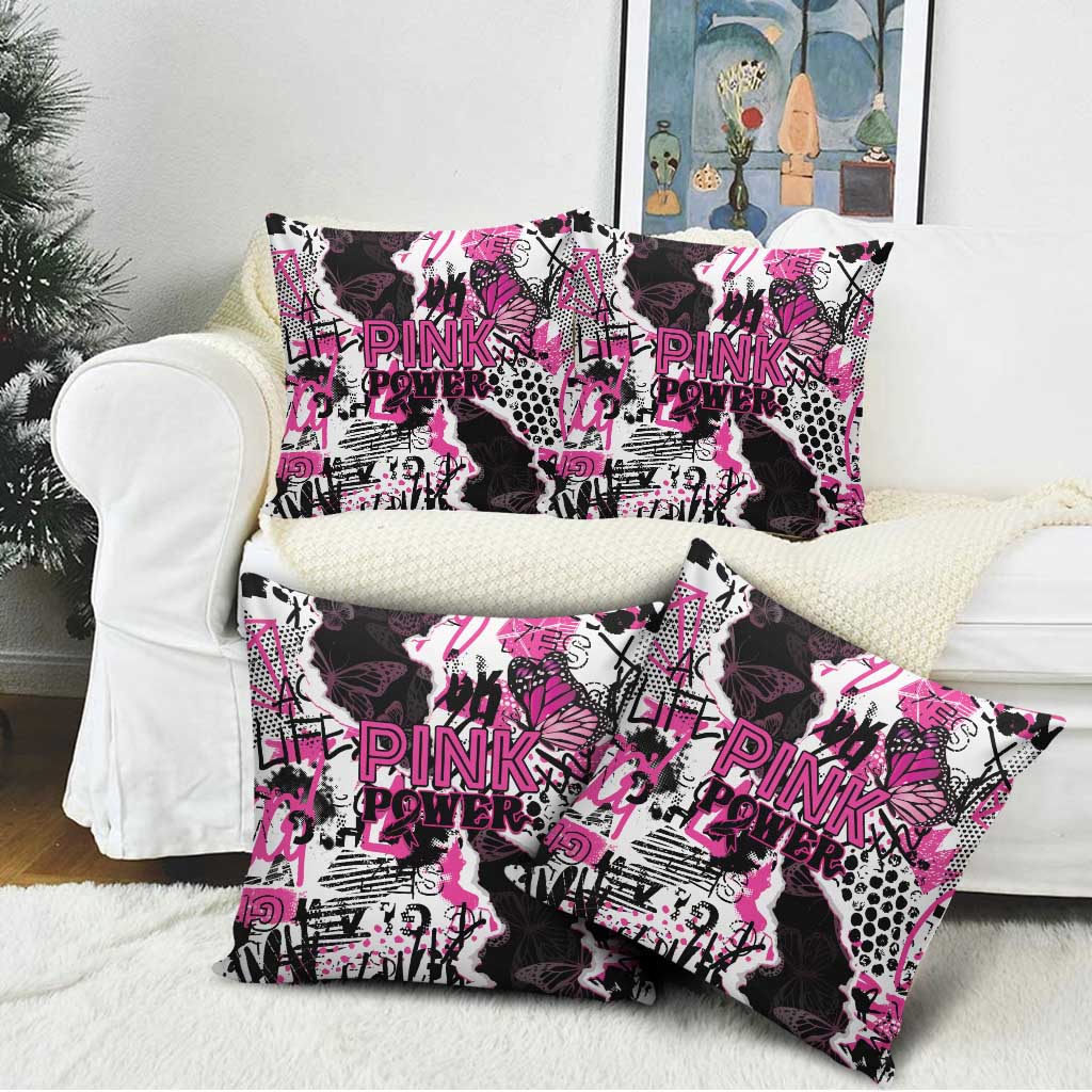 Pink Power Graffiti Pillow Cover Breast Cancer Awareness