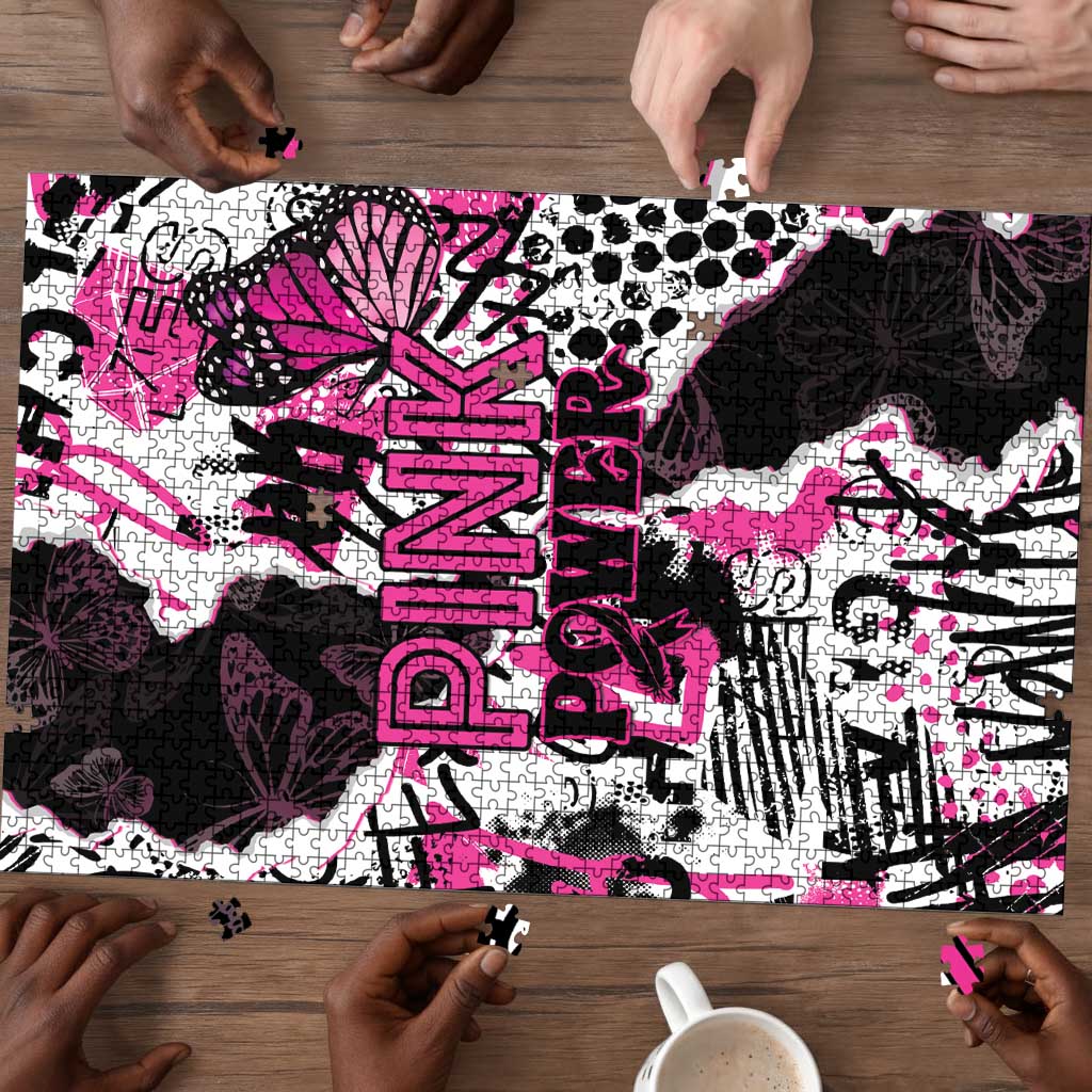 Pink Power Graffiti Puzzle Breast Cancer Awareness